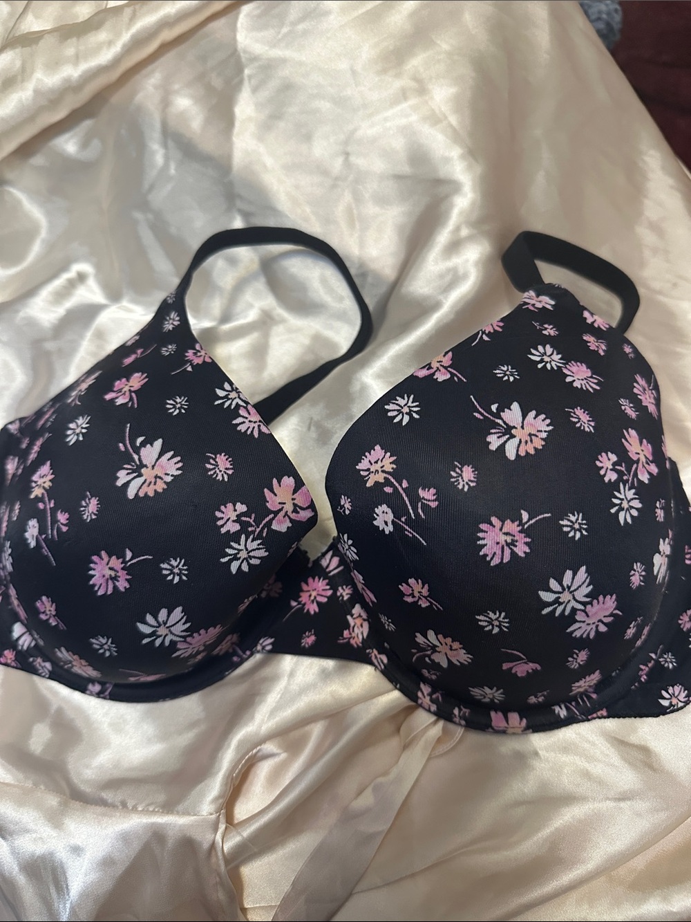 Victoria's Secret Black Bra with Pink Floral Print